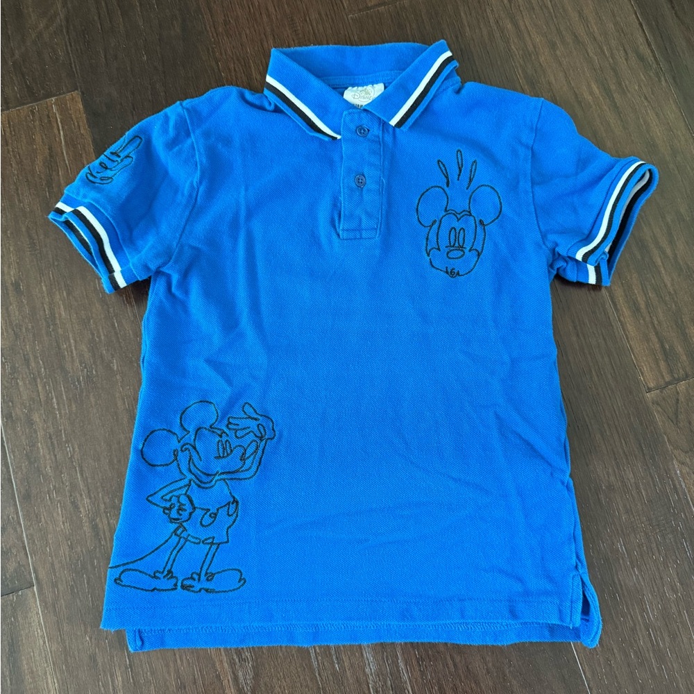 Disney Parks | Mickey Mouse Embroidered Blue Short Sleeve Collared Polo Shirt